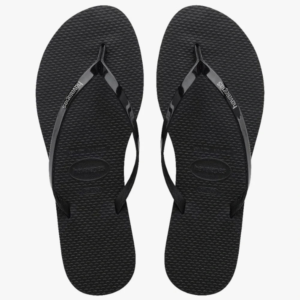 HAVAIANAS Women's You Metallic Flip Flops - Black - Picture 1 of 5